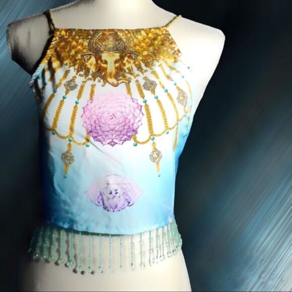 Iron Fist Brand 24HRS Boho Zen Open Back Beaded Crop Top - Picture 2 of 6